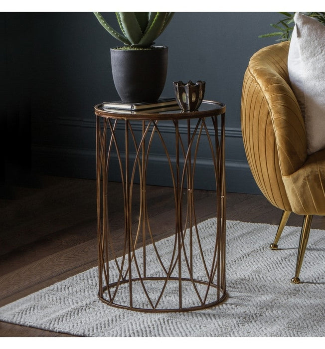 Raleigh Glass and Metal Side Table