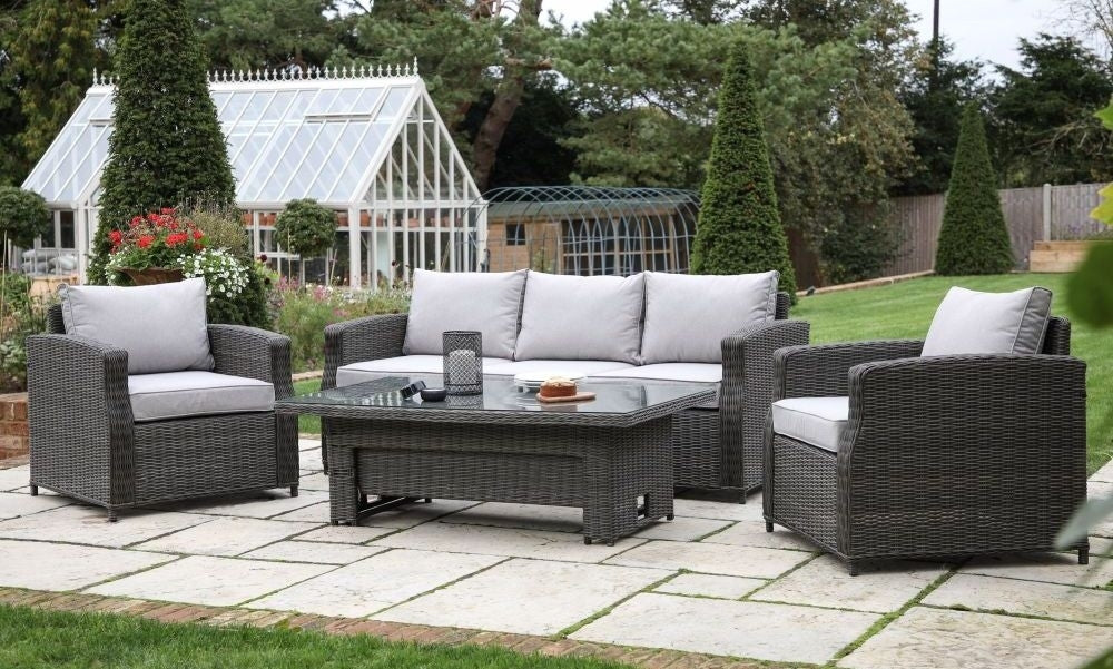 Sovera Grey Rattan 3 Seater Outdoor Dining Set