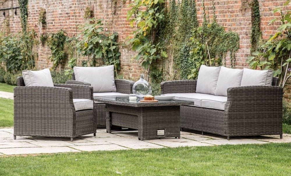 Sovera Natural 3 Seater Rising Table Outdoor Dining Set