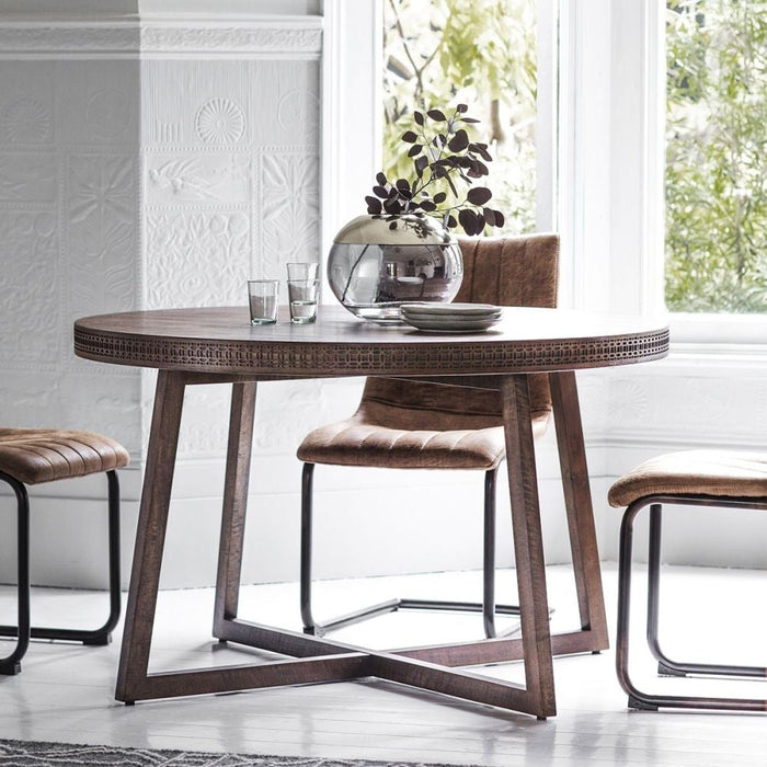 Boho Retreat 120cm Chocolate Wood Round Dining Table