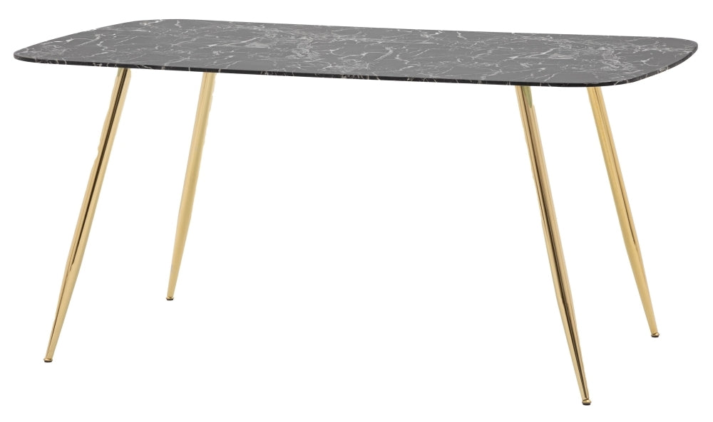 Evans 160cm Black Marble Effect and Gold Dining Table