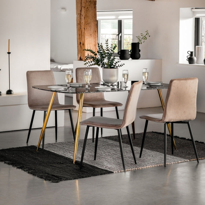 Evans 160cm Black Marble Effect and Gold Dining Table