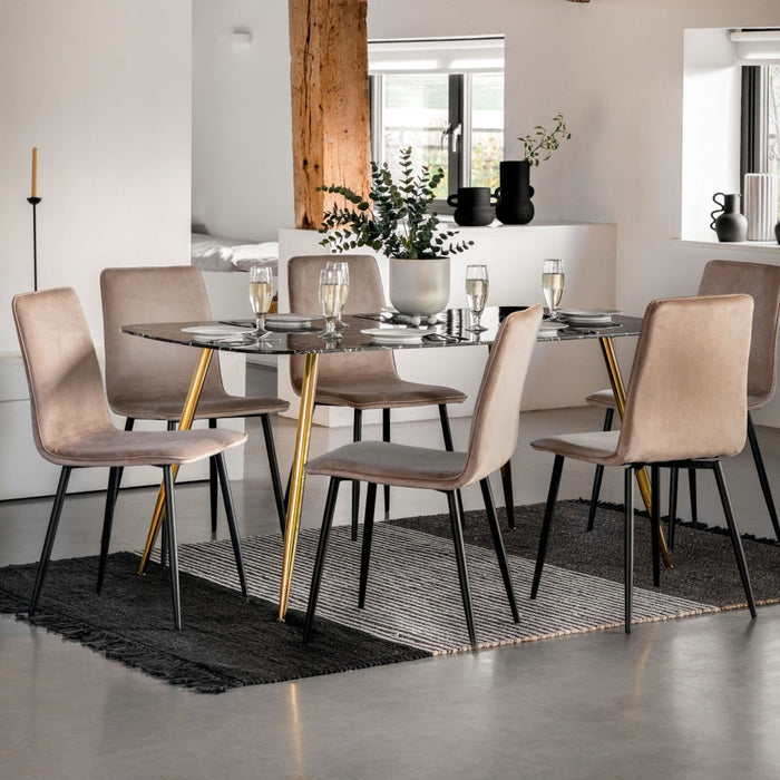 Evans 160cm Black Marble Effect and Gold Dining Table