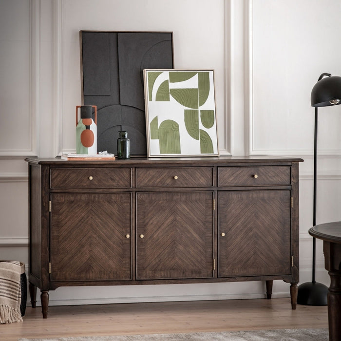 Madison Dark Coffee Wooden Sideboard - 3 Door 3 Drawer