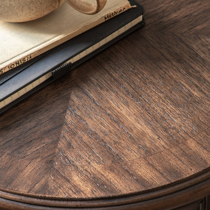 Madison Dark Coffee Wooden Drum Side Table