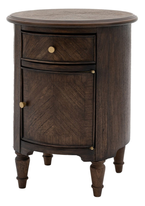 Madison Dark Coffee Wooden Drum Side Table