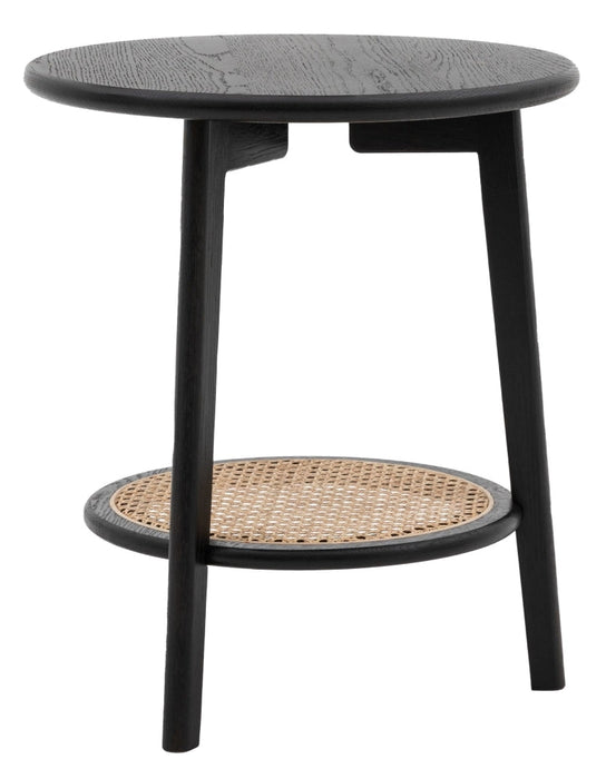 Skylar Black Rattan Round Bedside Table
