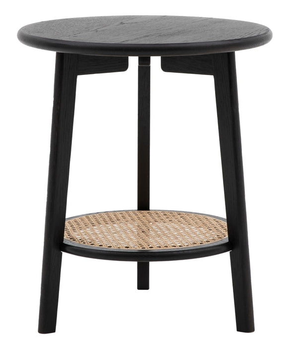 Skylar Black Rattan Round Bedside Table