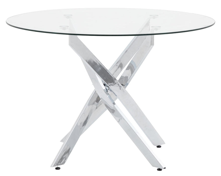 Ramsey 110cm Clear Glass and Chrome Round Dining Table