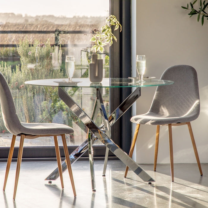 Ramsey 110cm Clear Glass and Chrome Round Dining Table