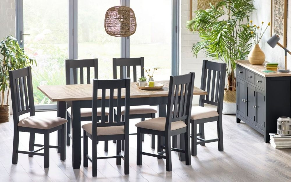 Bordeaux Dark Grey Lacquer Dining Table - 6 Seater