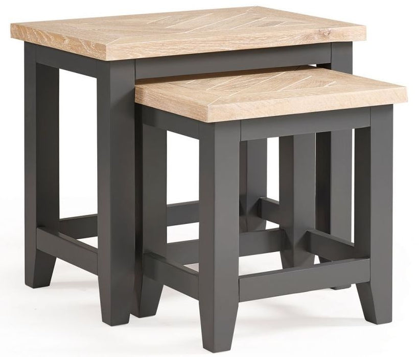 Bordeaux Dark Grey Lacquer Nest of 2 Tables