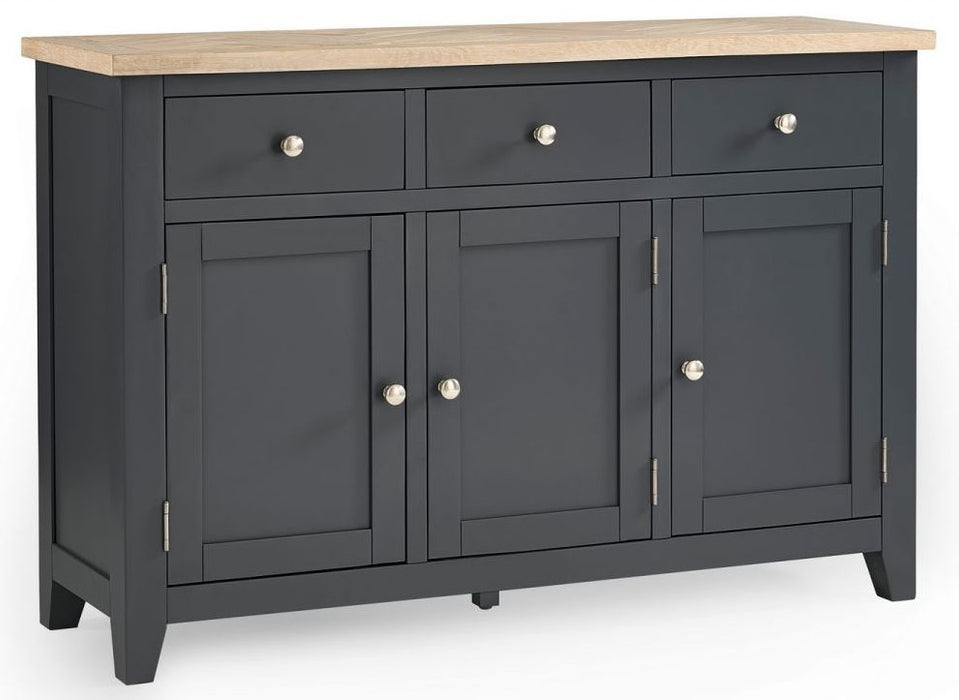 Bordeaux Dark Grey Lacquer 3 Door 3 Drawer Sideboard