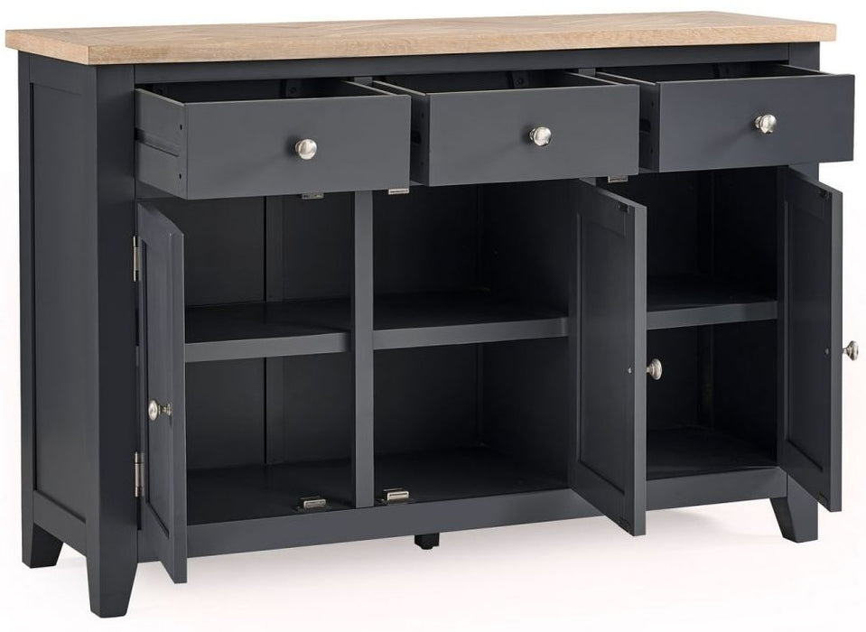 Bordeaux Dark Grey Lacquer 3 Door 3 Drawer Sideboard