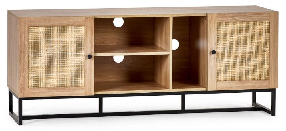 Padstow Oak and Rattan TV Unit - upto 64inch