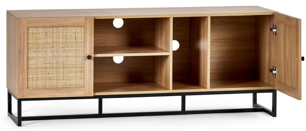 Padstow Oak and Rattan TV Unit - upto 64inch