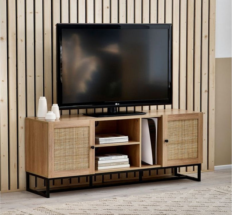 Padstow Oak and Rattan TV Unit - upto 64inch