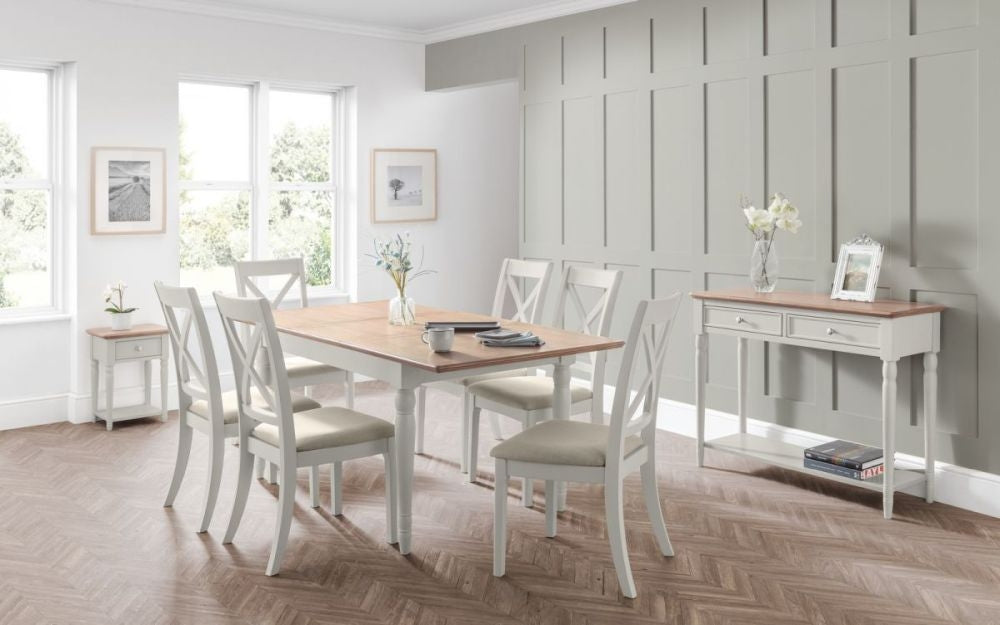 Provence Grey Lacquer 6 Seater Extending Dining Table