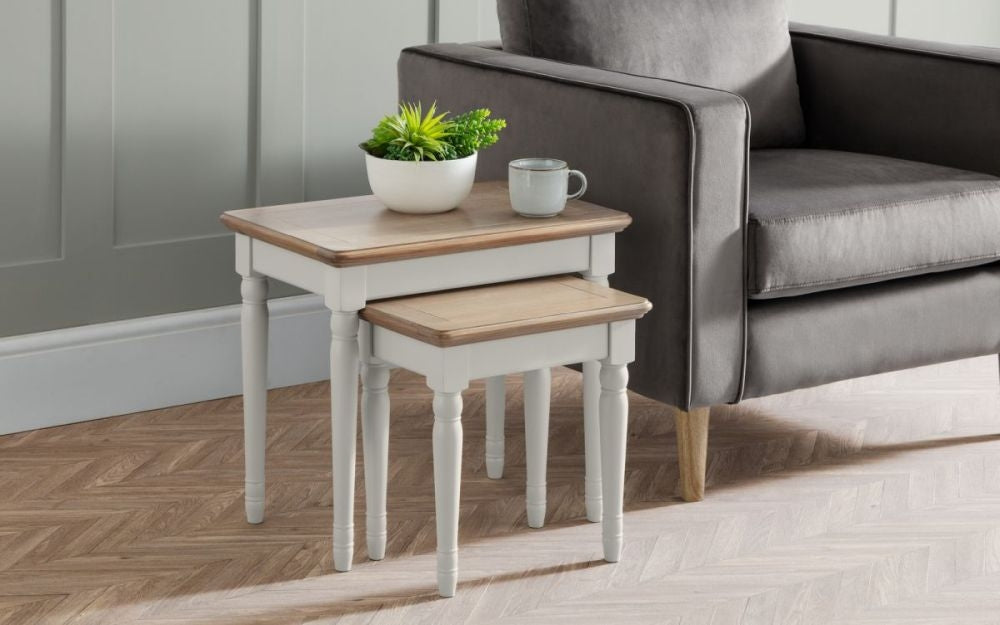 Provence Grey Lacquer Nest of 2 Tables
