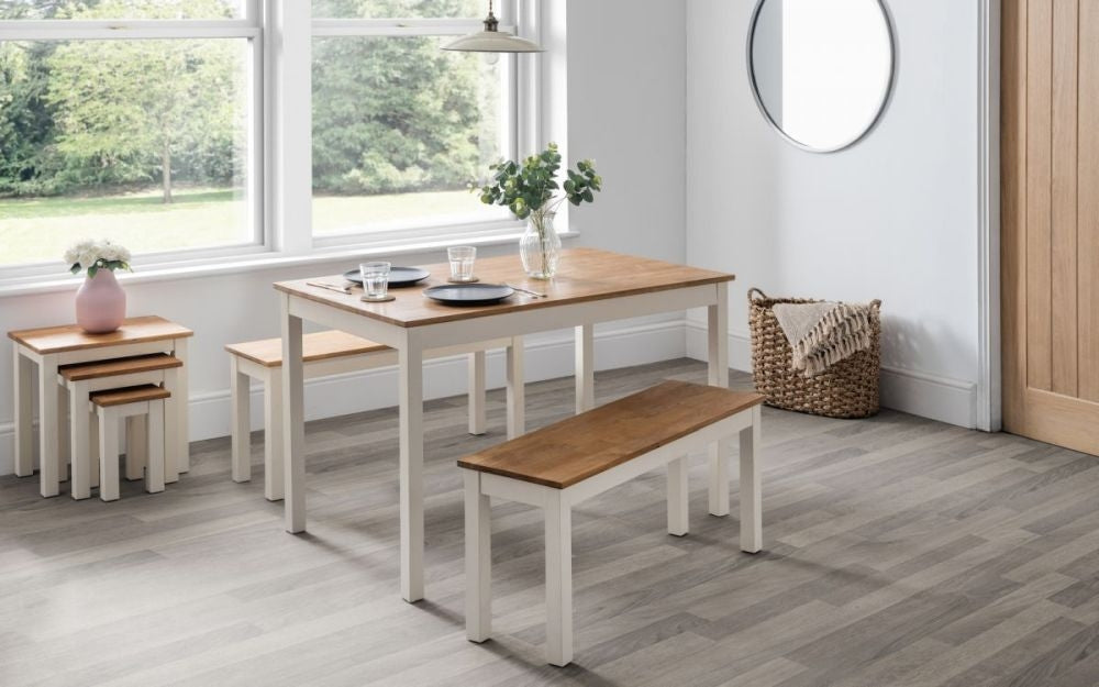 Coxmoor Ivory Lacquer Dining Oak Bench