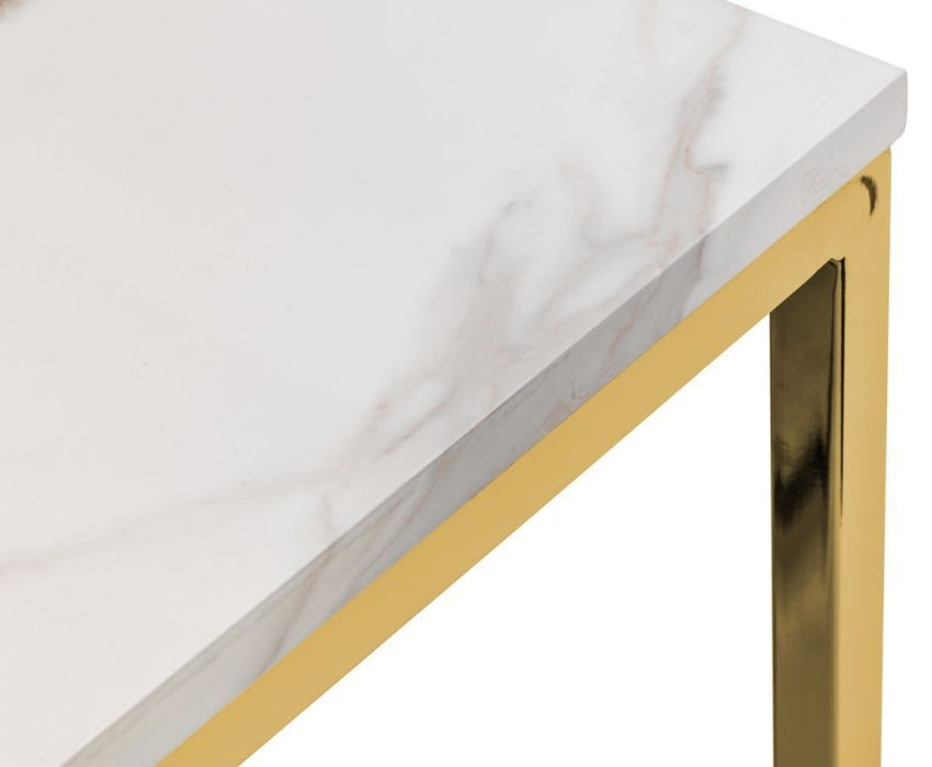 Scala White Marble and Gold 4 Seater Dining Table