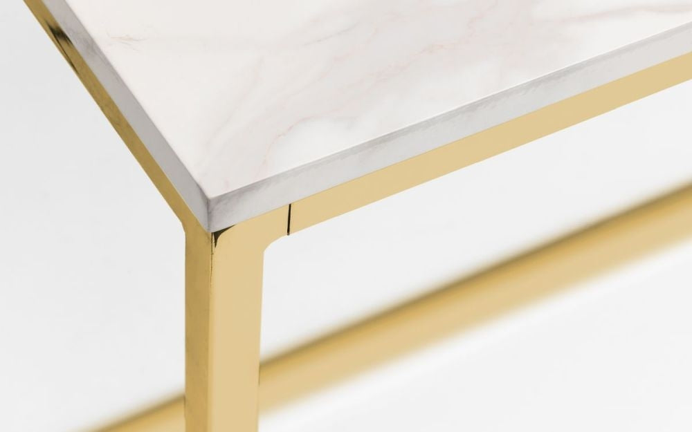 Scala White Marble and Gold 4 Seater Dining Table