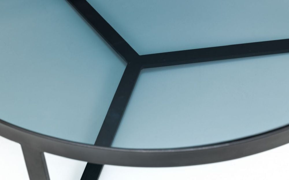 Loft Smoked Glass Top and Black Round Coffee Table