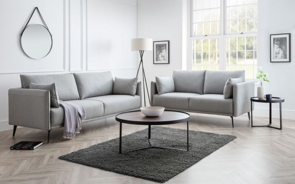 Loft Smoked Glass Top and Black Round Coffee Table