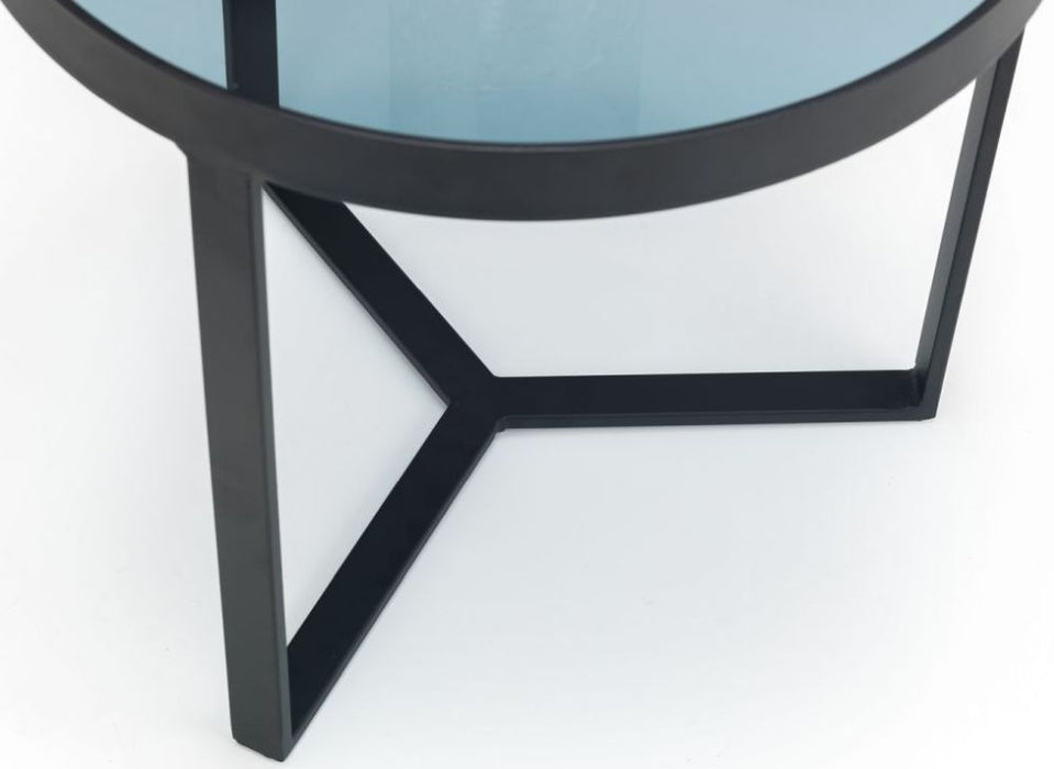 Loft Smoked Glass Top and Black Round Lamp Table