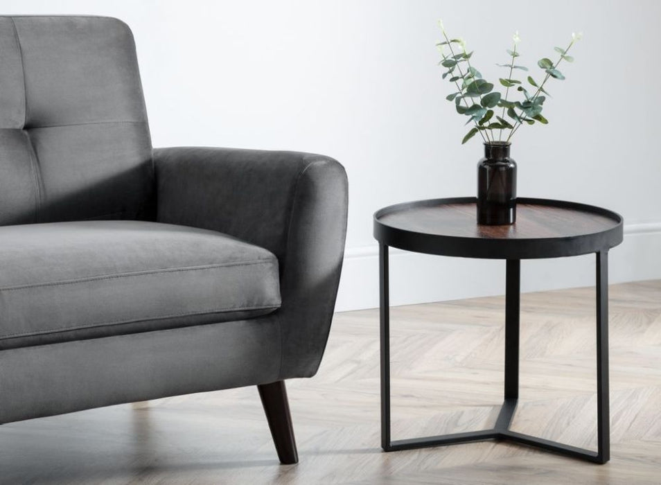 Loft Walnut Effect Top and Black Round Lamp Table