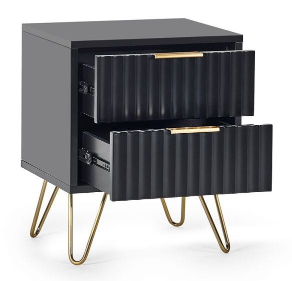 Murano Matte Black 2 Drawer Lamp Table