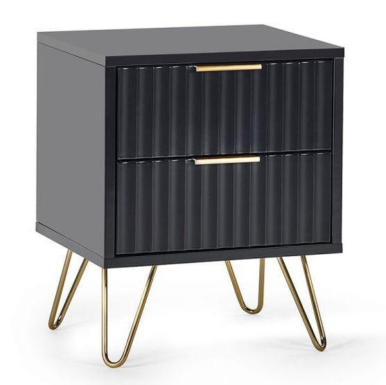 Murano Matte Black 2 Drawer Lamp Table