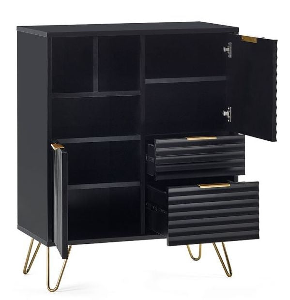 Murano Matte Black 2 Door 2 Drawer Sideboard