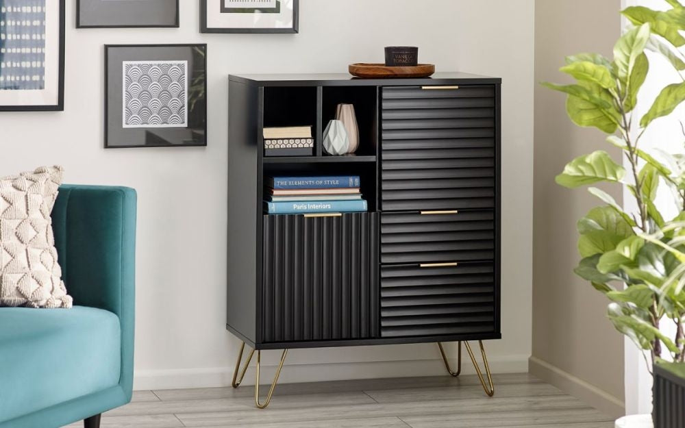 Murano Matte Black 2 Door 2 Drawer Sideboard