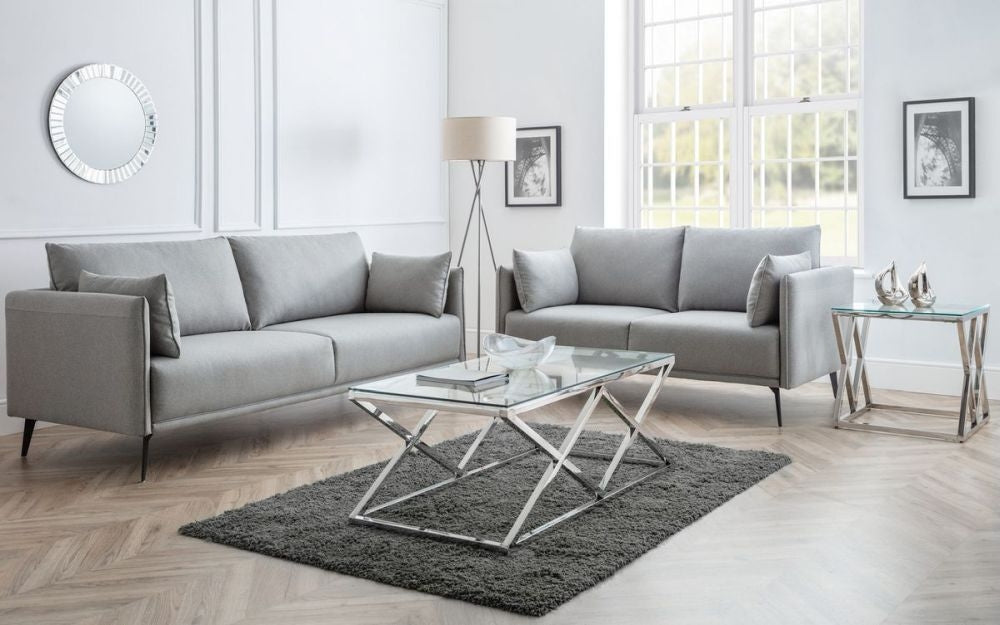 Rohe Platinum Wool Effect Fabric 3 Seater Sofa