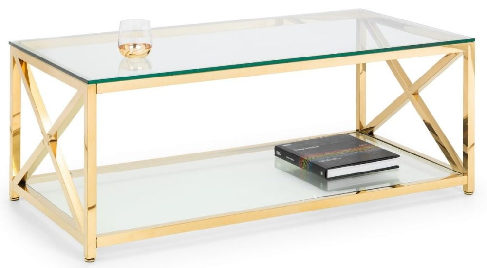 Miami Glass and Gold Coffee Table