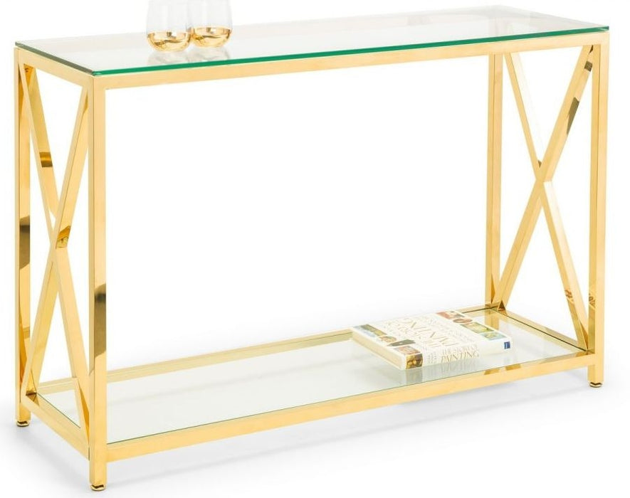 Miami Glass and Gold Console Table