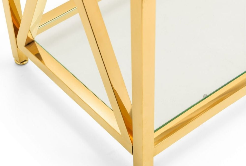 Miami Glass and Gold Console Table