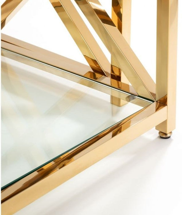 Miami Glass and Gold Nest of 2 Tables