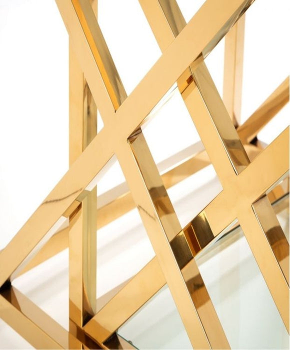 Miami Glass and Gold Nest of 2 Tables