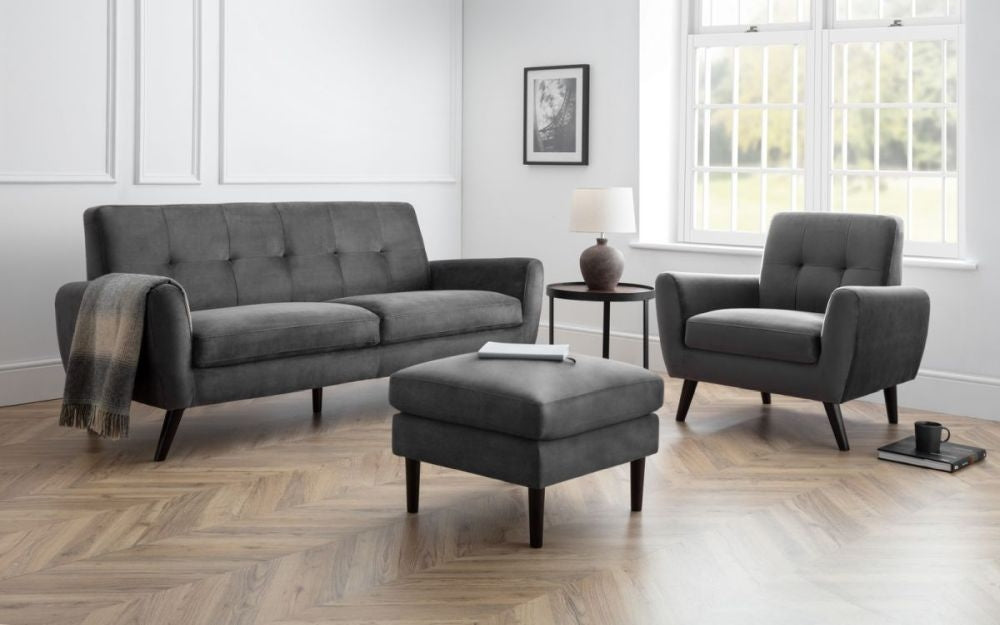 Monza Grey Fabric 2 Seater Sofa