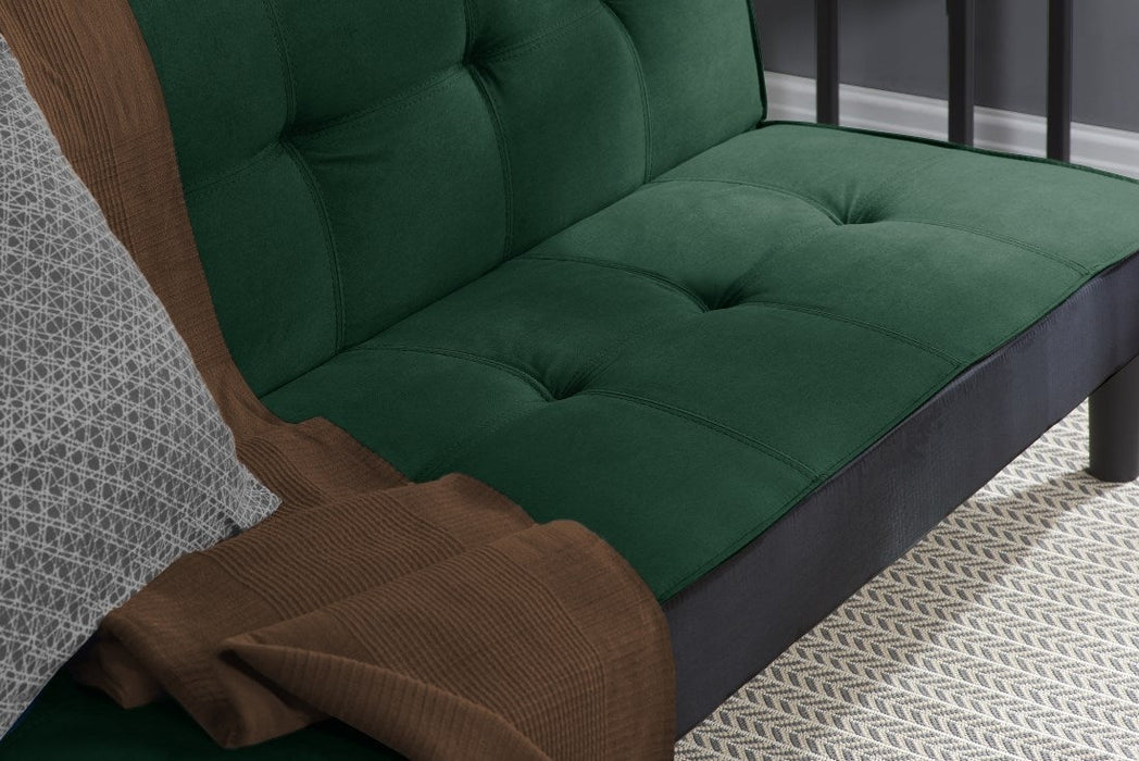 Aurora Green Velvet Click Clack Sofa Bed