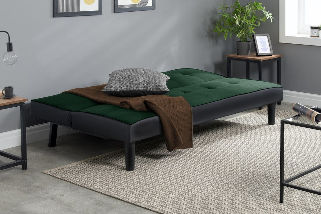 Aurora Green Velvet Click Clack Sofa Bed