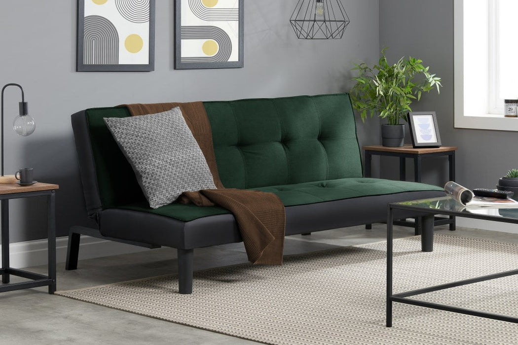 Aurora Green Velvet Click Clack Sofa Bed