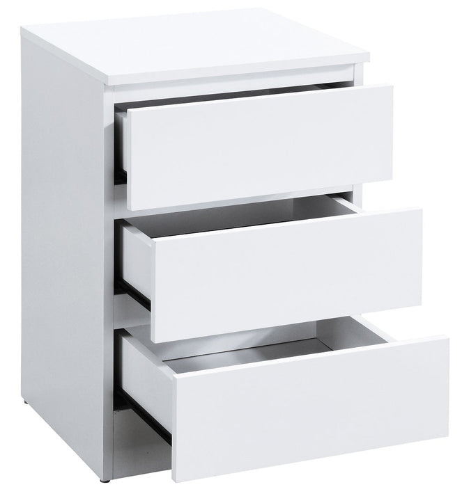 Oslo White 3 Drawer Bedside Cabinet