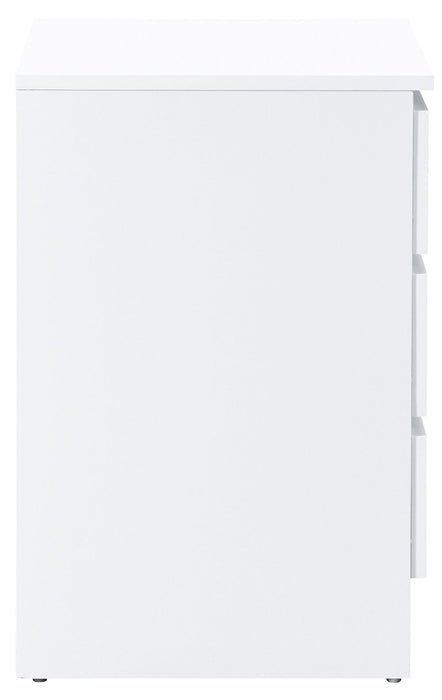 Oslo White 3 Drawer Bedside Cabinet