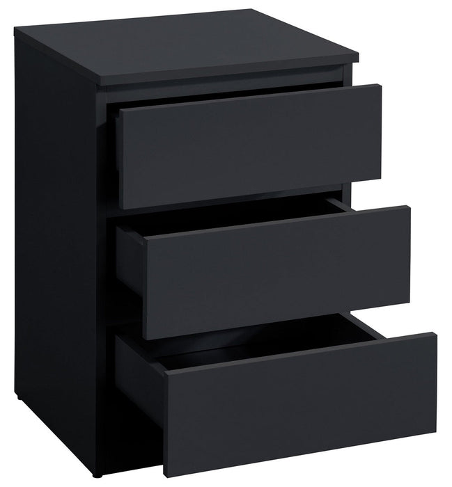 Oslo Black 3 Drawer Bedside Cabinet