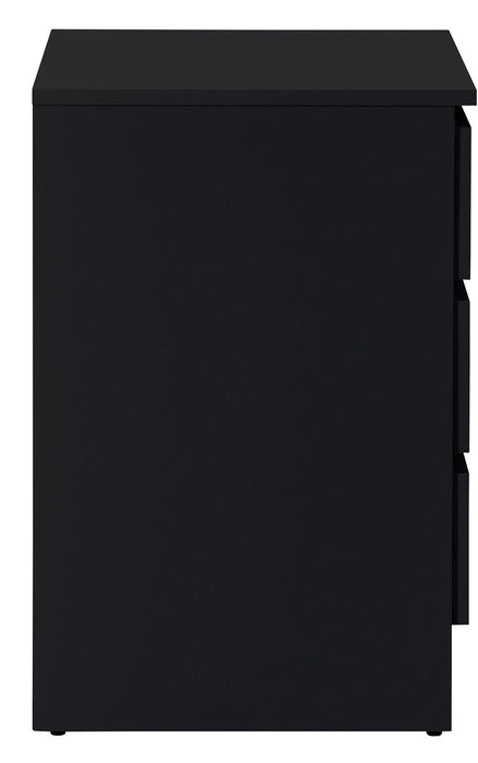 Oslo Black 3 Drawer Bedside Cabinet