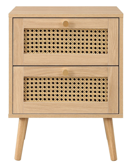 Croxley Oak Rattan 2 Drawer Bedside Table - Sizes Available
