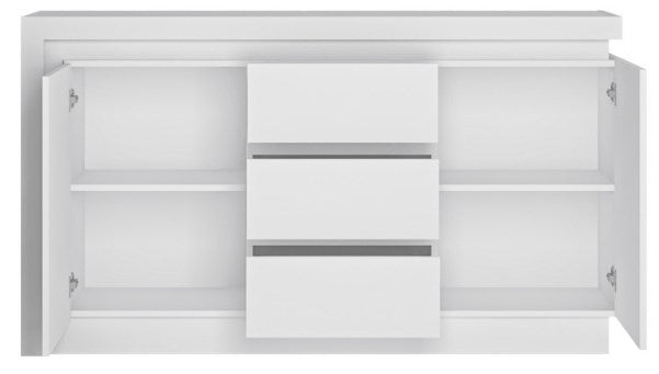 Lyon 2 Door 3 Drawer Sideboard in White and High Gloss